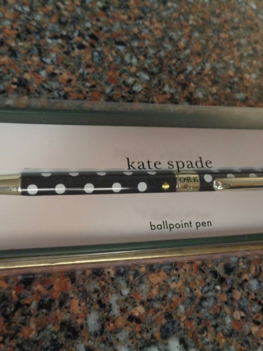 Kate Spade New York Polka Dot Ball Point Pen Navy Blue & Gold
